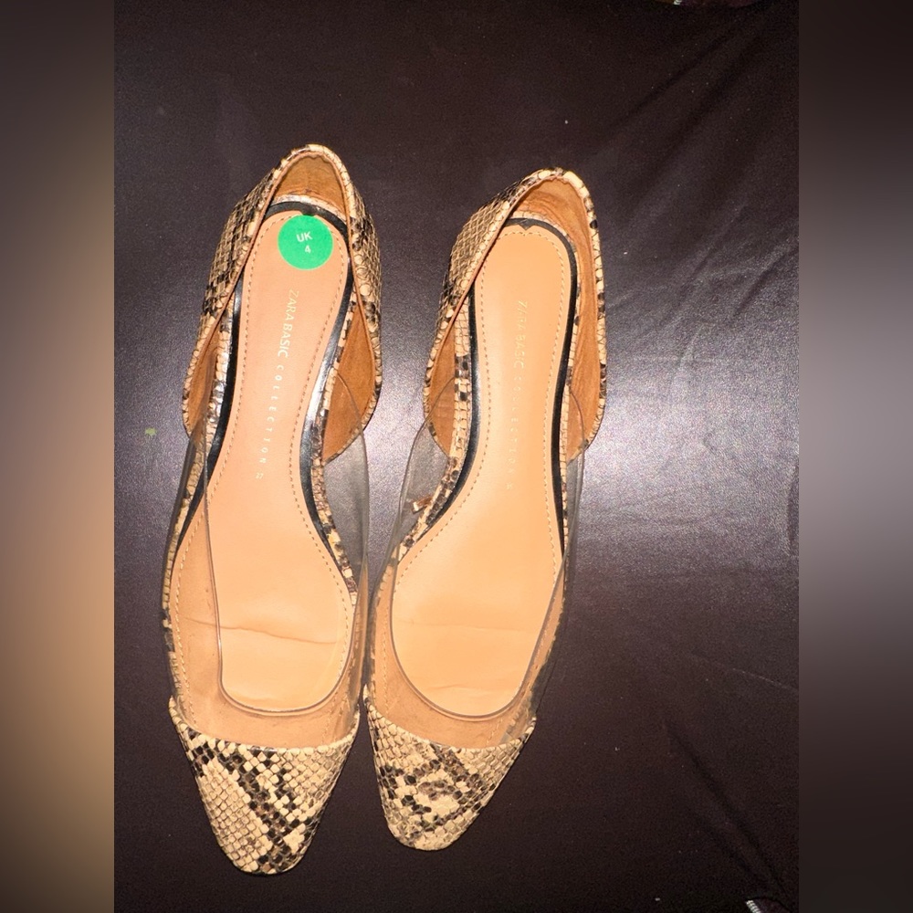 Clear and animal print combo flats size 36/37